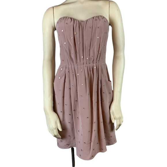 sz 6 Rebecca Taylor Strapless Silk Dress Pink - Picture 1 of 12